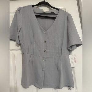 Orange Creek Gray Flutter Sleeve Fitted Blouse